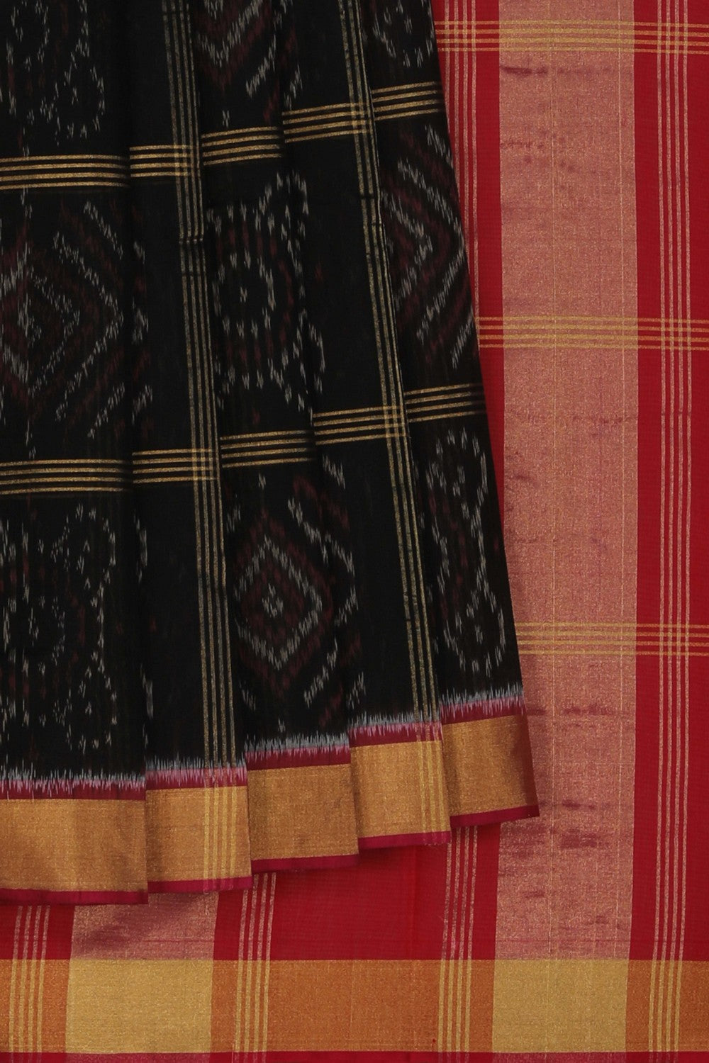 Image of Ikat Cotton-Silk Black Saree